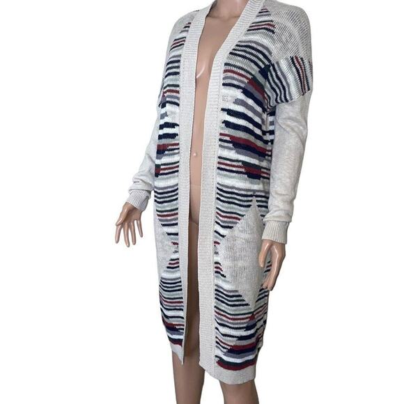 Silence + Noise Aztec Southwestern Long Maxi knit sweater Cardigan Duster SZ SM - Picture 3 of 10